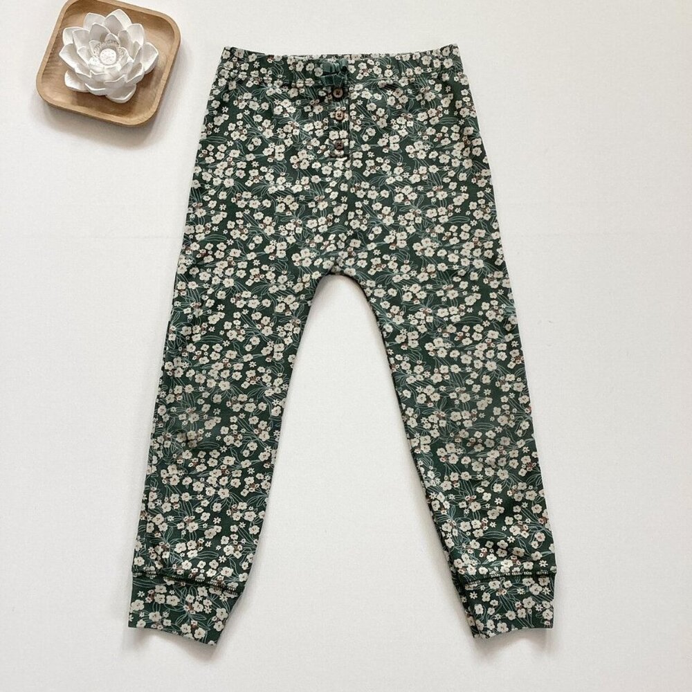 Oliver & Rain Organic Green Floral Joggers
